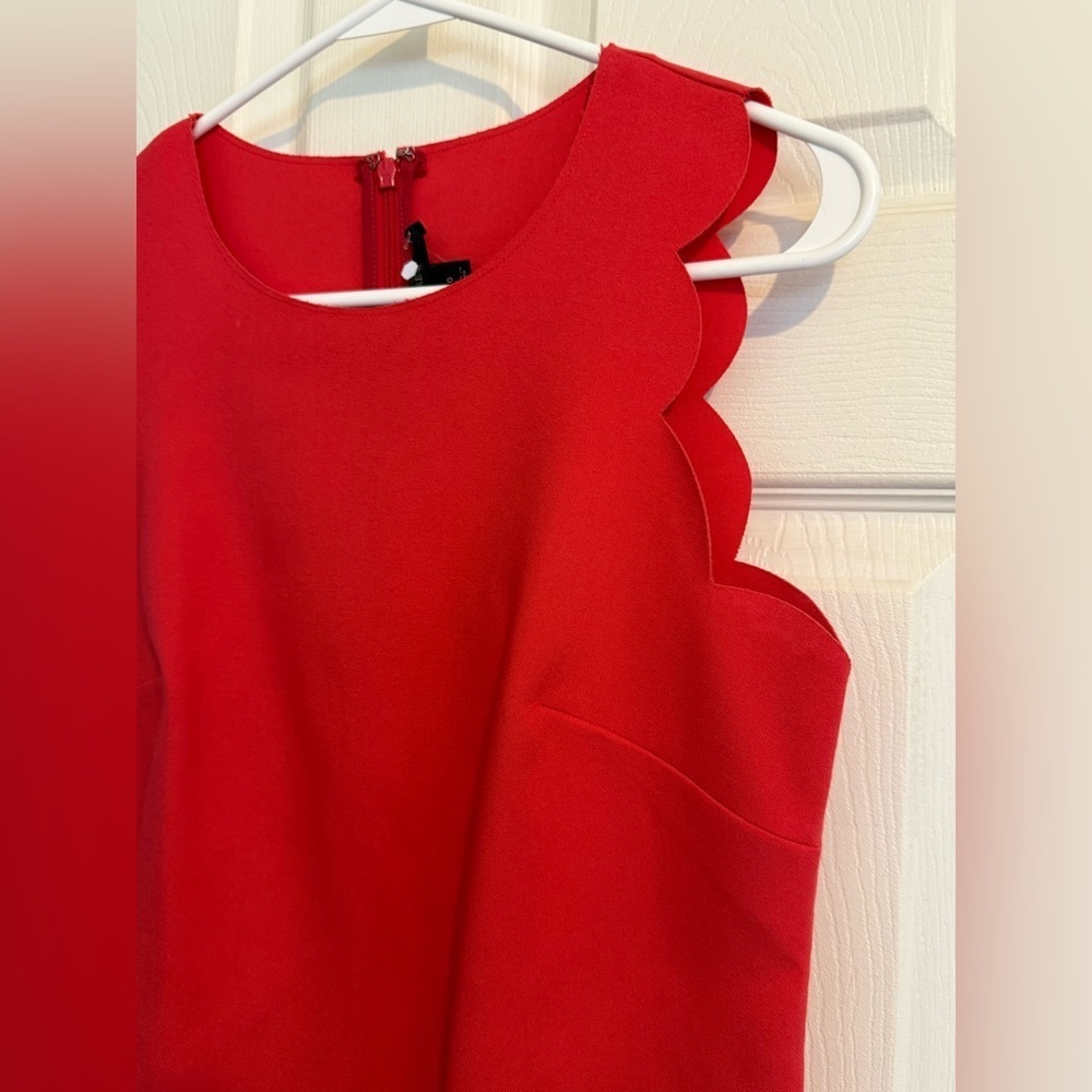 J CREW Hot Pink Sleeveless Scalloped Dress 0 - Picture 2 of 5